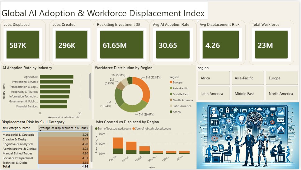 Global AI Adoption & Workforce Displacement Index Dashboard