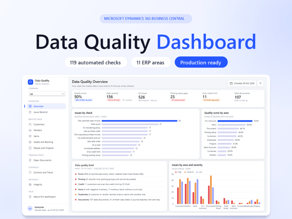 Business Central Data Quality Dashboard